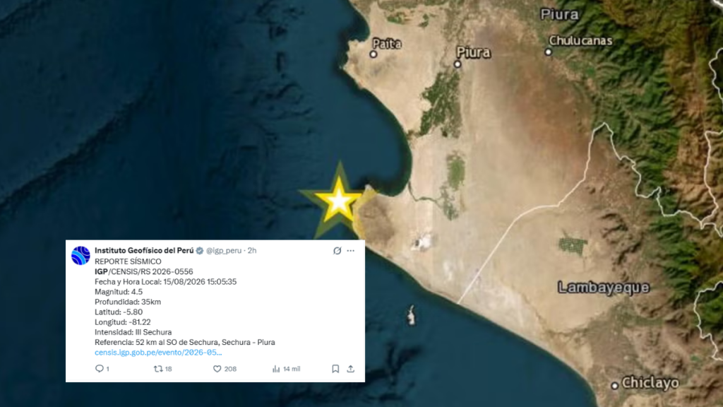 Sismo de magnitud 4.5 remeció Piura: Epicentro se ubicó cerca de Sechura Sismo de magnitud 4 5 remeció Piura: Epicentro se ubicó cerca de Sechura