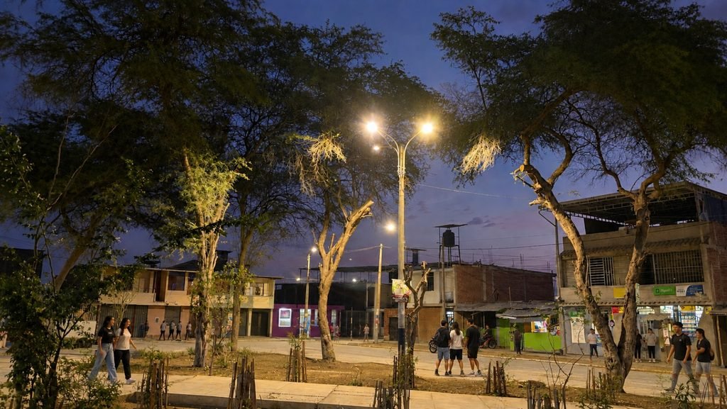 Enosa instala nuevas luminarias LED en parque 4 de Abril de Tacalá
